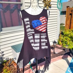 Oatt Large Love Black Tank Fringe Sides!